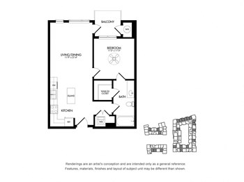 1J w/ Balcony floor plan